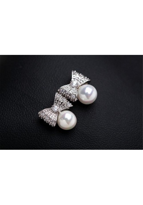 FAB EDITION - Bow-Pearl Earrings in 925 Silver