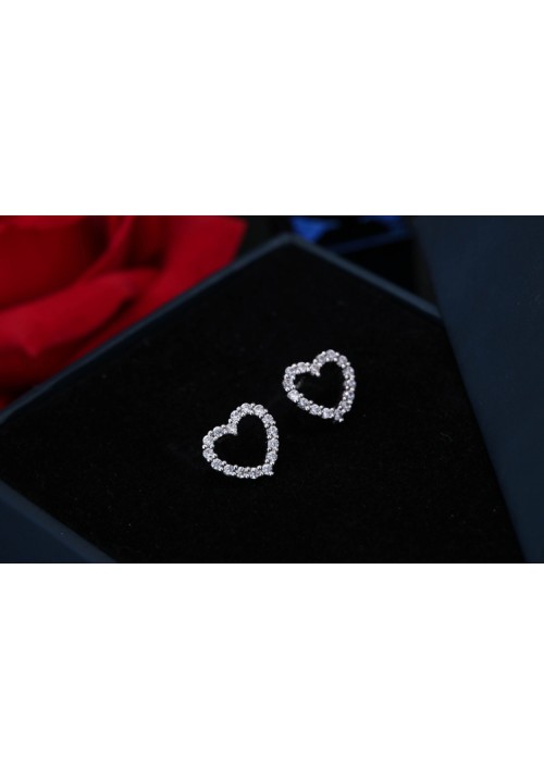 AMORE EDITION - Diamond Stone Heart 925 Italian Silver Earrings