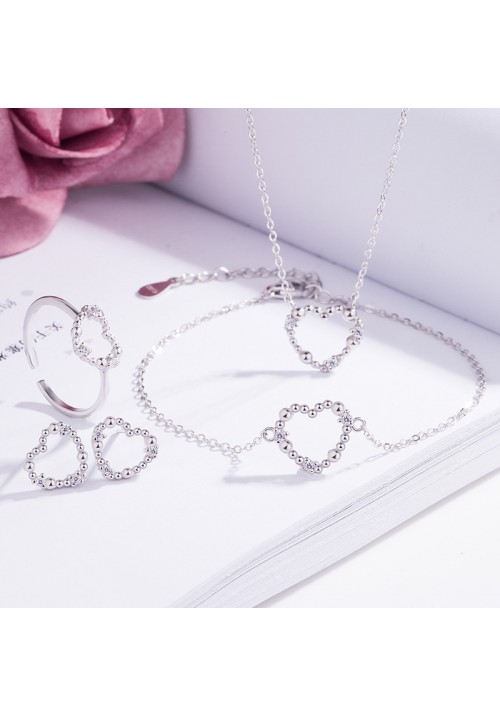 925 SILVER - Heart Shape Bridal Edition 4 Pc Jewelry Set