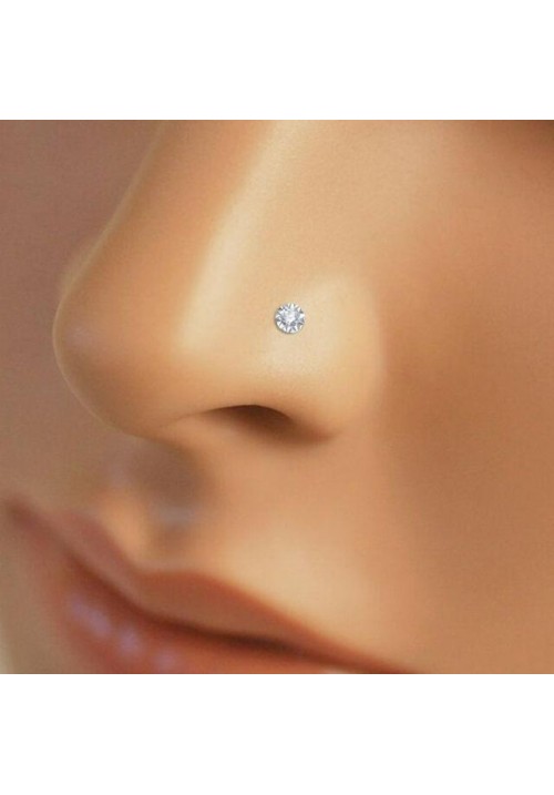 925 Premium Silver Nose Pin DIAMOND STUD GOLD