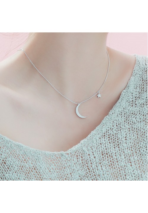 Moon Star Necklaces 925 Sterling Silver 