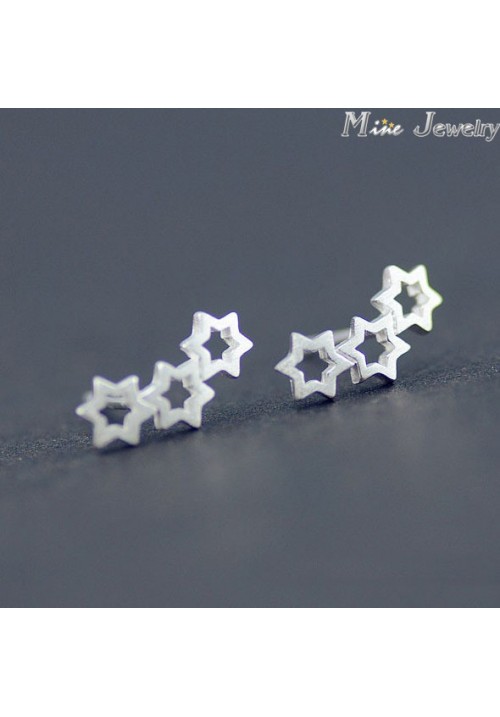 Tri-Star 925 Sterling Silver Earrings - PETITE EDITION