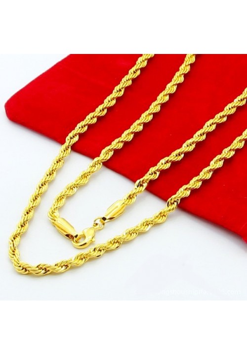 Twisted Style 24k Real Gold Filled Necklace