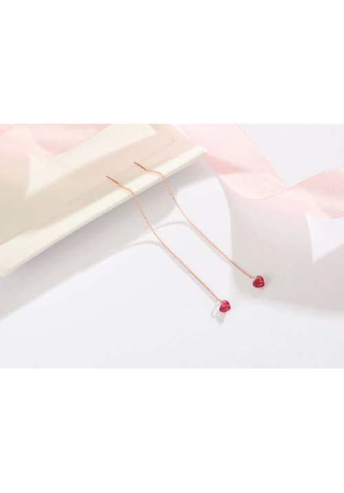 FAB EDITION - Stunning Red Heart Long Evening Earrings 