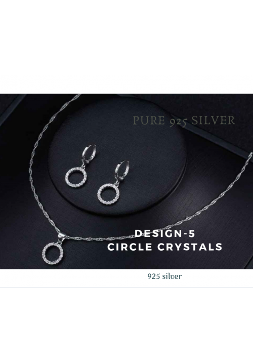 925 Silver PATI Two Piece circle crystals  Bridal Set 