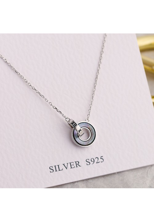 Premium 925 Italian Silver Necklace BLUE CIRCLE