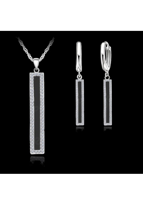 Long Square 925 Sterling Silver Jewelry Sets 
