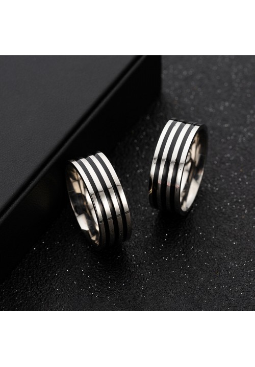 OUT OF STOCK !!!!! 925 Black Silver Stripes Ring