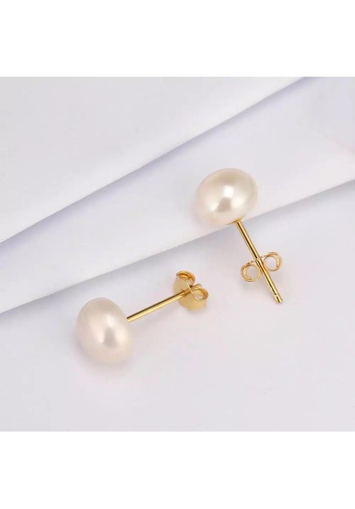 Premium 925 SILVER Water Pearl Earring with Gold Finish