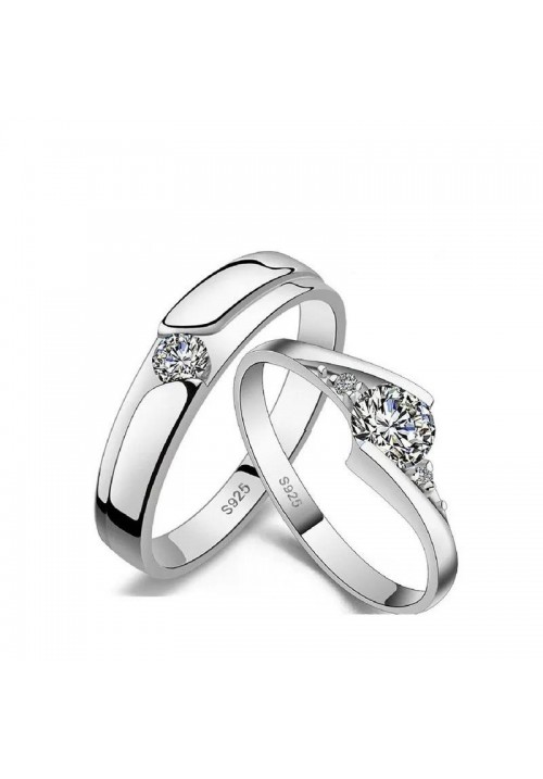 Premium Italian 925 Silver Couple Ring Set	