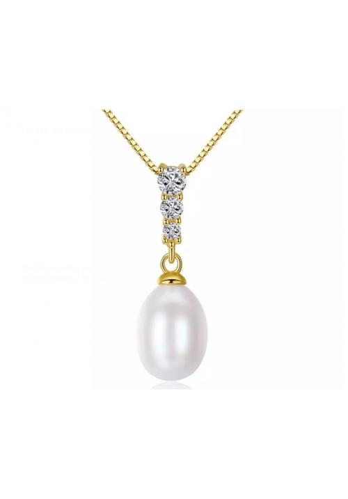 Premium 925 Silver Y-Edition Water Pearl Necklace WHITE