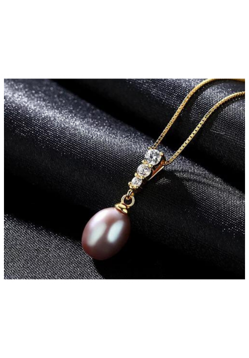 Premium 925 Silver Y-Edition Water Pearl Necklace BURGUNDY