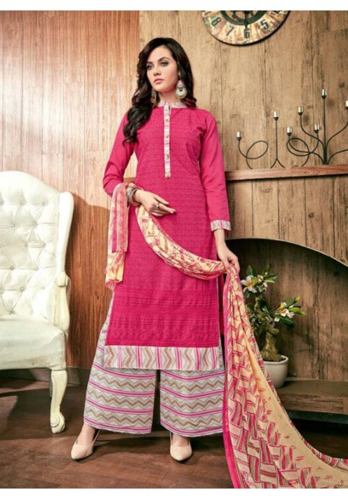3 Pieces Unstitched Cotton Lawn Shalwar Suits with Chiffon Dupatta - Ethnic Wear