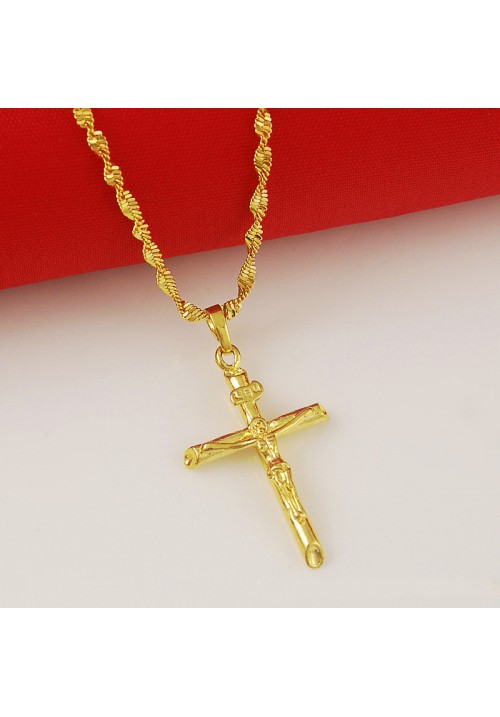 18K REAL  GOLD FILLED  NECKLACE - CROSS EDITION